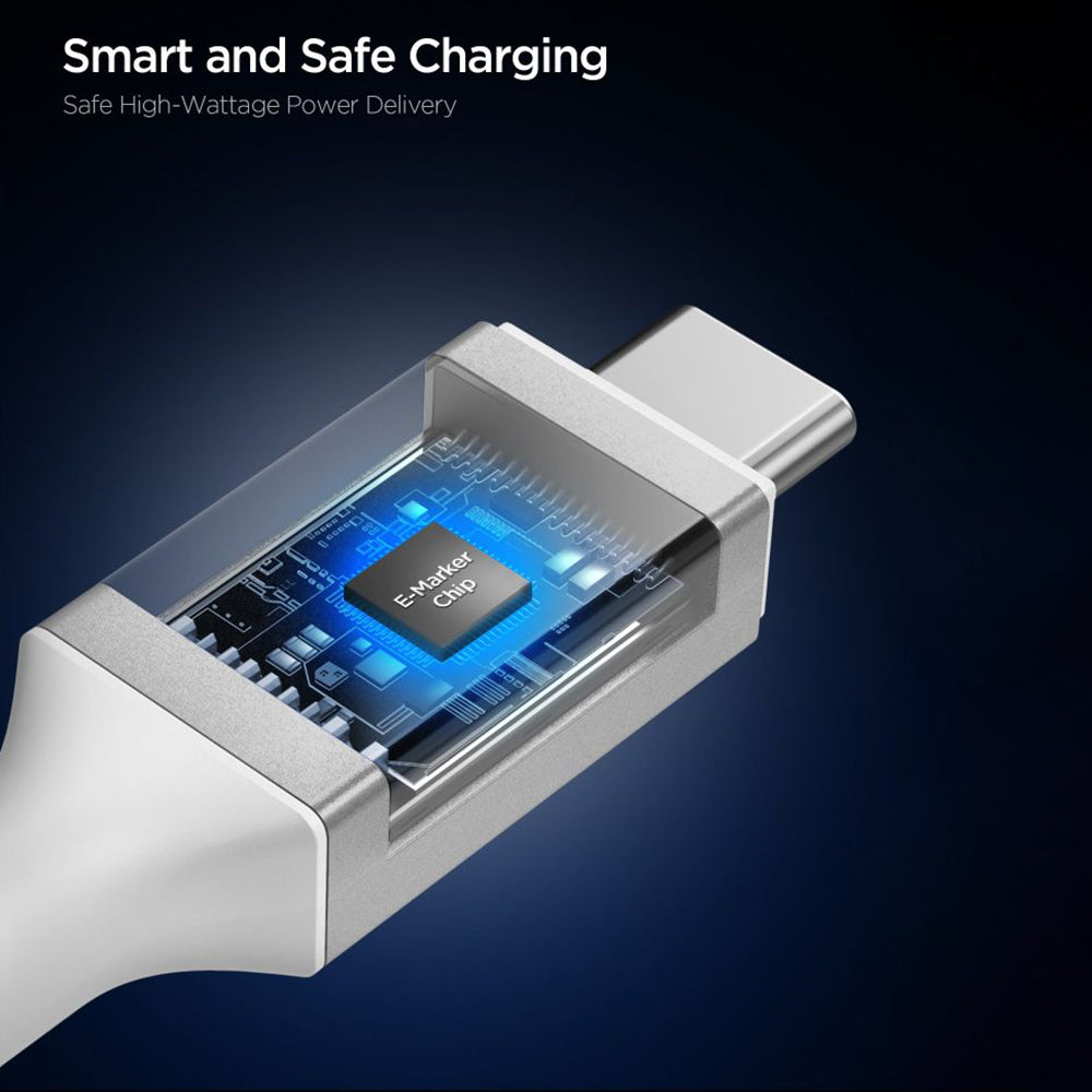 Câble de Données et de Charge USB-C - USB-C Spigen EB24012CC, 240W, 1.2m, Blanc