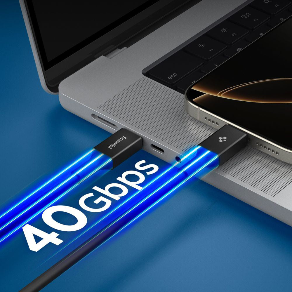 Câble de Données et de Charge USB-C - USB-C Spigen EB24012CC, 240W, 1.2m, Noir