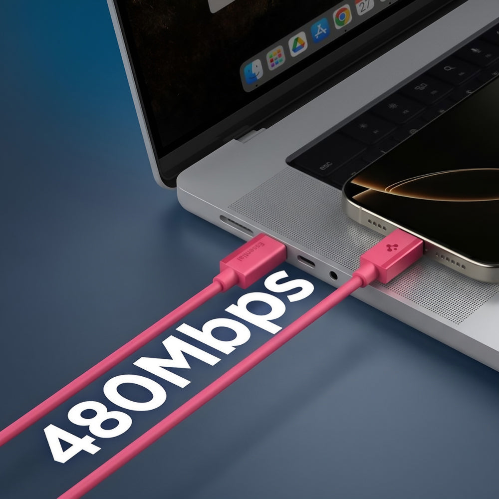 Câble de données et de charge USB-C - USB-C Spigen EB6010CC, 60W, 1m, Rose ACA10414