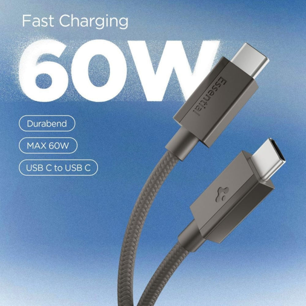 Câble de données et de charge USB-C - USB-C Spigen EB6015CC, 60W, 1,5m, Gris ACA10418