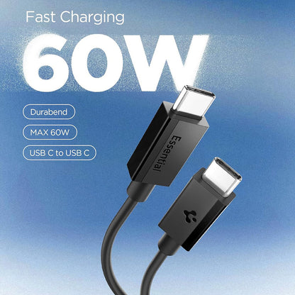 Câble de données et de charge USB-C - USB-C Spigen EB6015CC, 60W, 1,5m, Noir ACA10417