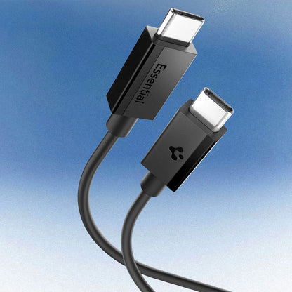 Câble de Données et de Charge USB-C - USB-C Spigen Essential, 60W, 2m, Noir
