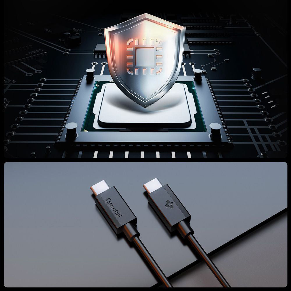 Câble de Données et de Charge USB-C - USB-C Spigen Essential, 60W, 2m, Noir