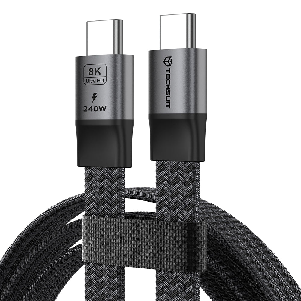 Câble de données et de charge USB-C - USB-C Techsuit ElysiumSync Pro CX1, 240W, 1m, Gris
