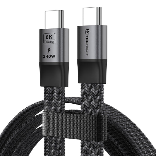 Câble de données et de charge USB-C - USB-C Techsuit ElysiumSync Pro CX1, 240W, 1m, Gris