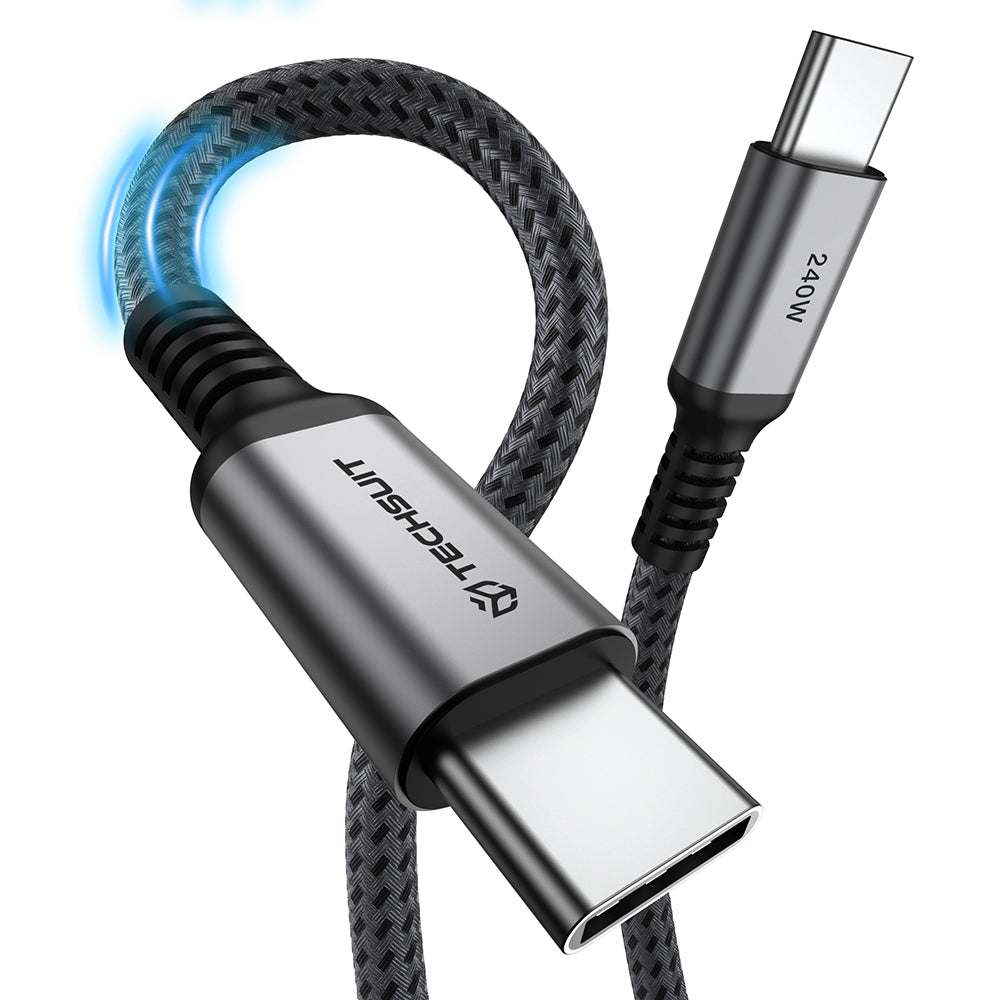 Câble de données et de charge USB-C - USB-C Techsuit TitanSync Pro CX2, 240W, 1m, Gris