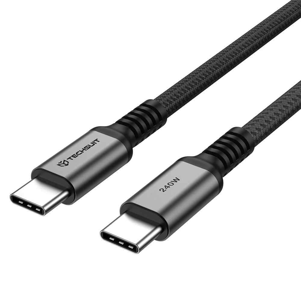 Câble de données et de charge USB-C - USB-C Techsuit TitanSync Pro CX2, 240W, 2m, Gris