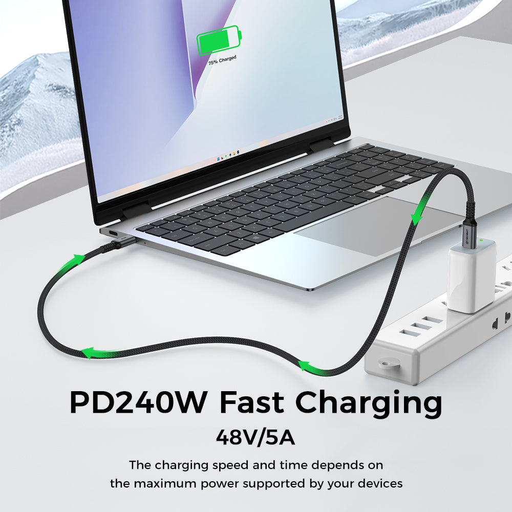 Câble de données et de charge USB-C - USB-C Techsuit TitanSync Pro CX2, 240W, 2m, Gris