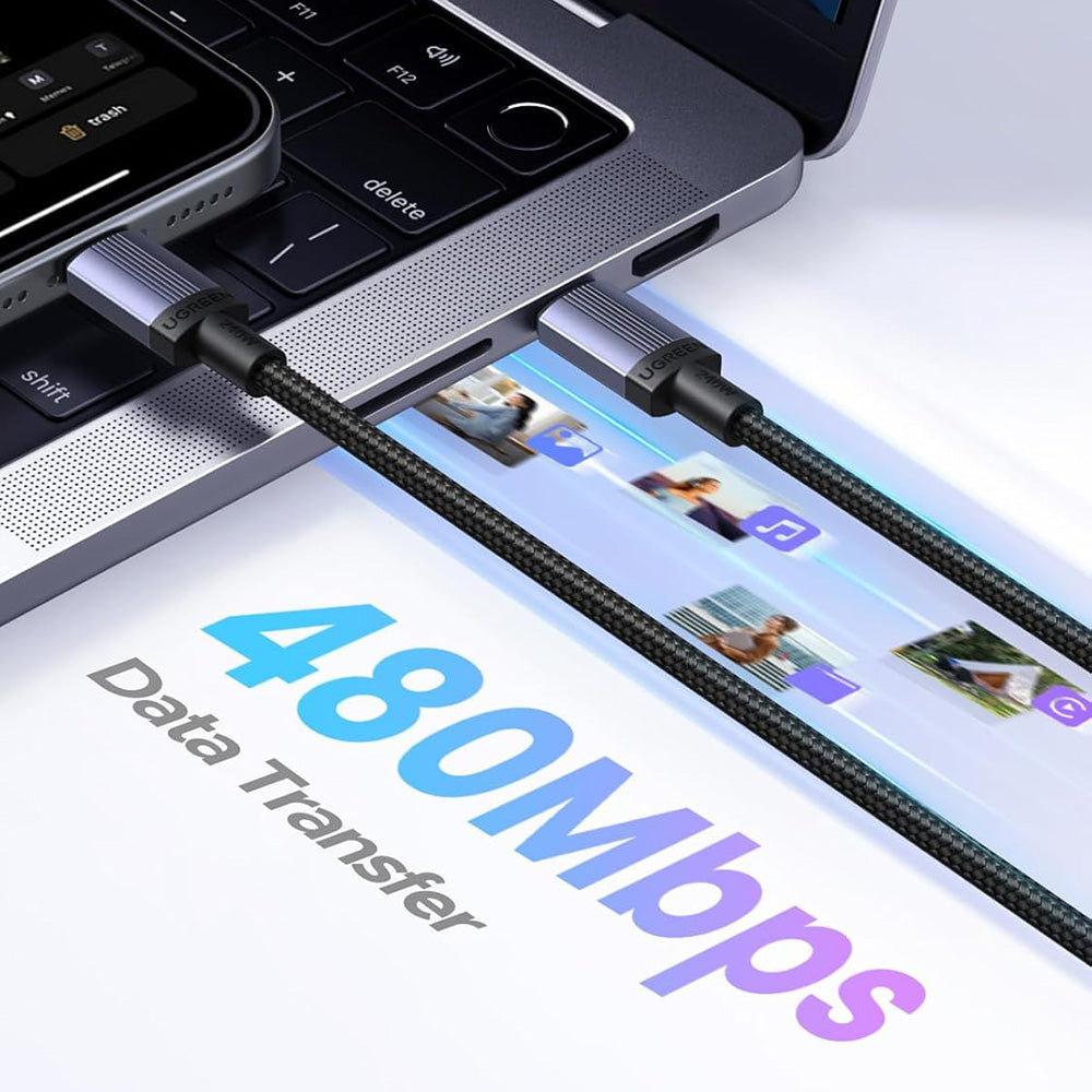 Câble de Données et de Charge USB-C - USB-C UGREEN L532, 240W, 2m, Gris