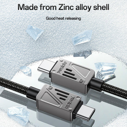 Câble de Données et de Charge USB-C - USB-C Yesido CA196, 60W, 1.2m, Noir