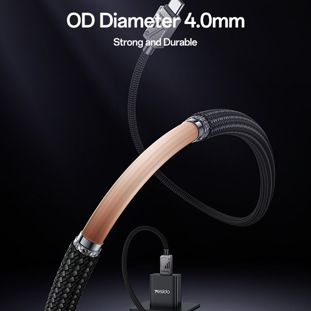 Câble de Données et de Charge USB-C - USB-C Yesido CA196, 60W, 1.2m, Noir