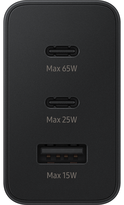 Chargeur réseau Samsung Trio, 65W, 3,5A, 1 x USB-A - 2 x USB-C, noir EP-T6530NBEGEU