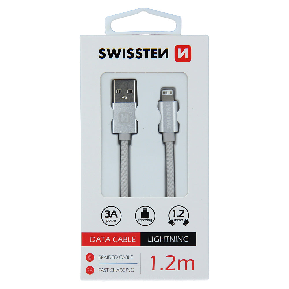 Câble de données et de chargement USB-A - Lightning Swissten, 18W, 1.2m, Silver 71524203