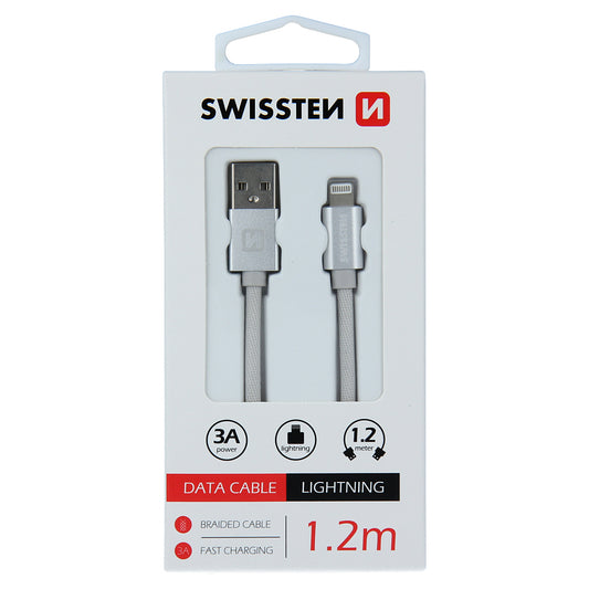 Câble de données et de chargement USB-A - Lightning Swissten, 18W, 1.2m, Silver 71524203