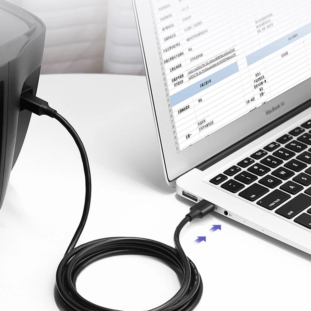 Câble Imprimante UGREEN US135, USB-A - USB-B, 5m, Noir