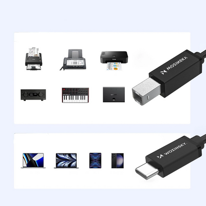 Câble d'imprimante WZK WKDDY2S, USB-C - USB-B, 2m, Noir