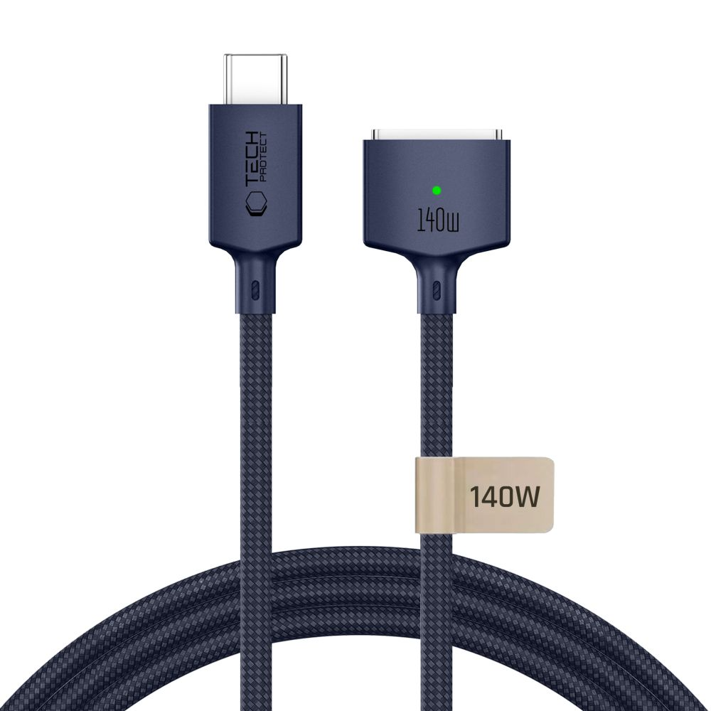 Câble de charge Tech-Protect MMC01 Ultraboost, USB-C - MagSafe 3, 140W, 3m, Bleu marine