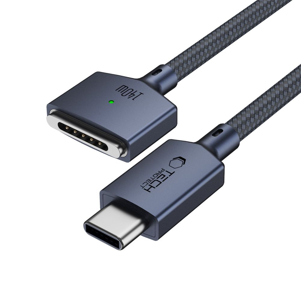 Câble de charge Tech-Protect MMC01 Ultraboost, USB-C - MagSafe 3, 140W, 3m, Bleu marine
