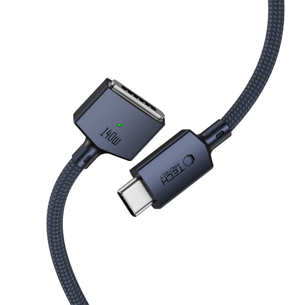 Câble de charge Tech-Protect MMC01 Ultraboost, USB-C - MagSafe 3, 140W, 3m, Bleu marine