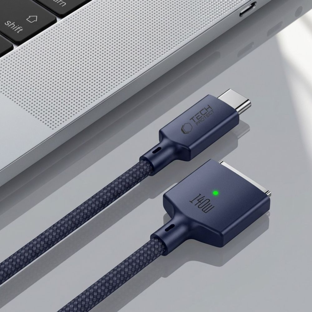 Câble de charge Tech-Protect MMC01 Ultraboost, USB-C - MagSafe 3, 140W, 2m, Bleu marine