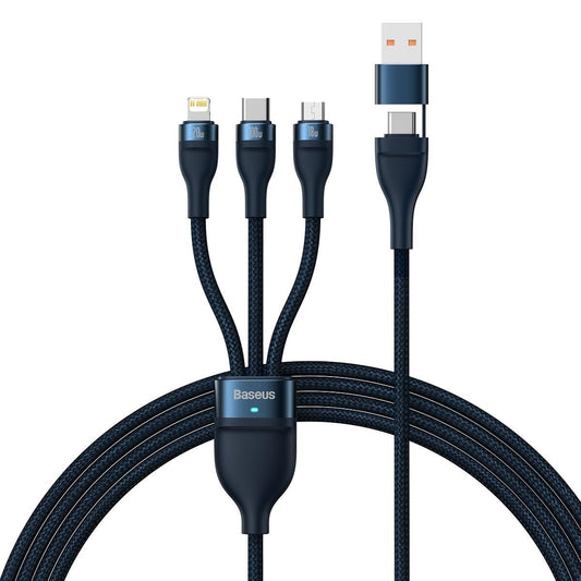 Câble de charge USB-C / USB-A - Lightning / microUSB / USB-C Baseus Flash Series II, 100W, 1,2m, Bleu marine CASS030103