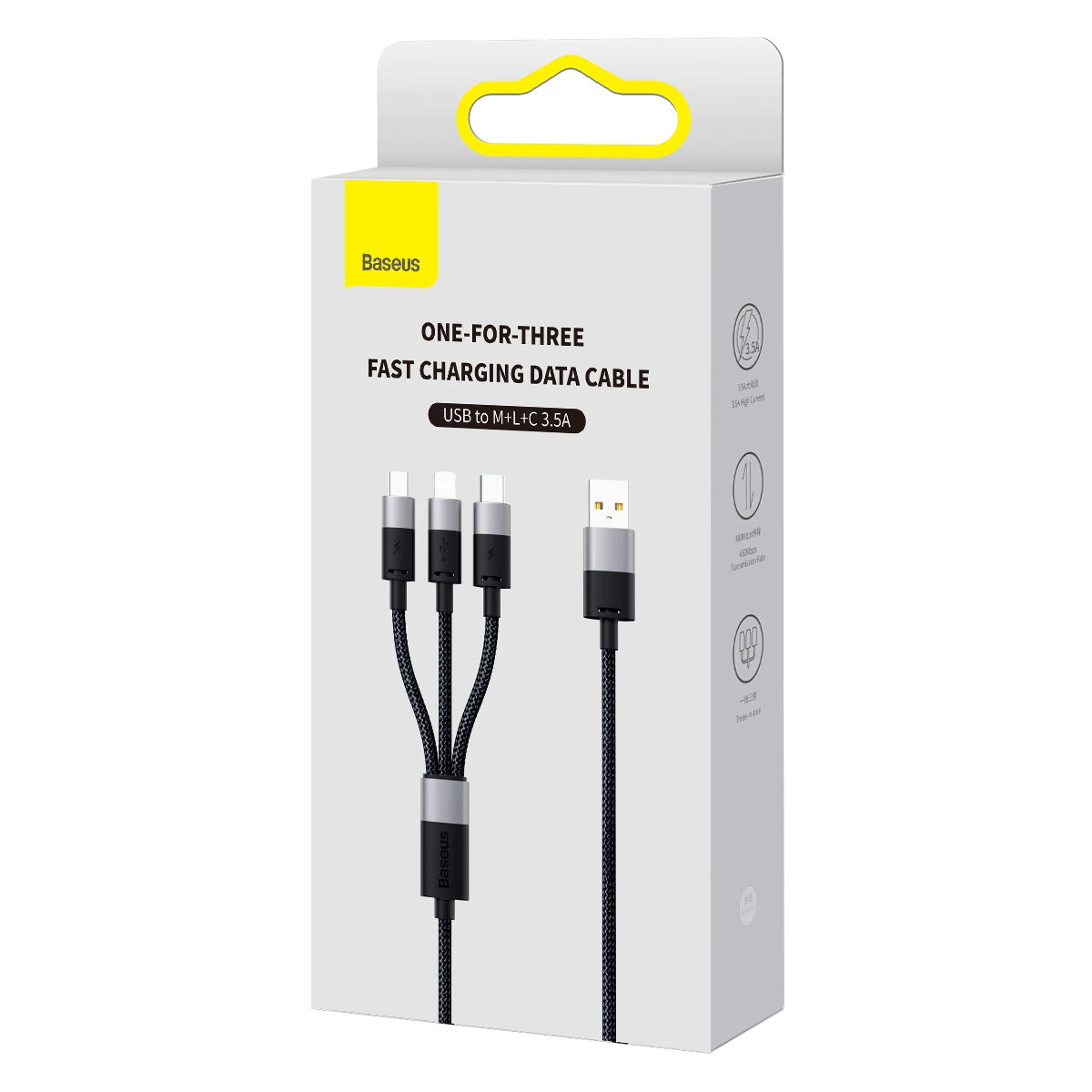 Câble de charge USB-A - Lightning / microUSB / USB-C Baseus StarSpeed 3in1, 18W, 1.2m, Noir CAXS000001 CAXS000001 