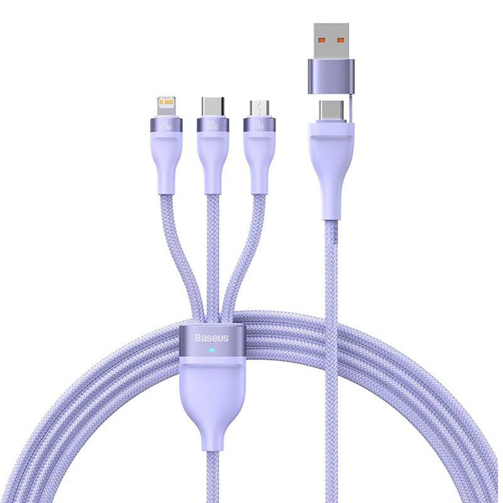 Câble de charge USB-A / USB-C - Lightning / microUSB / USB-C Baseus Flash Series II 3en1, 100W, 1.2m, Violet CASS030105