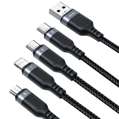 Câble de charge USB-A - Lightning / microUSB / 2 x USB-C Joyroom S-1T4018A18 4in1, 20W, 1.2m, Noir 