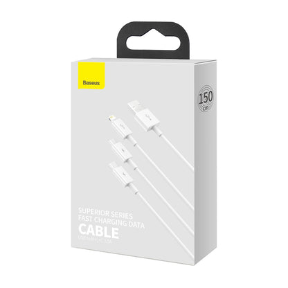 Câble de charge USB-A - Lightning / microUSB / USB-C Baseus Superior 3in1 Series, 20W, 0.5m, blanc 