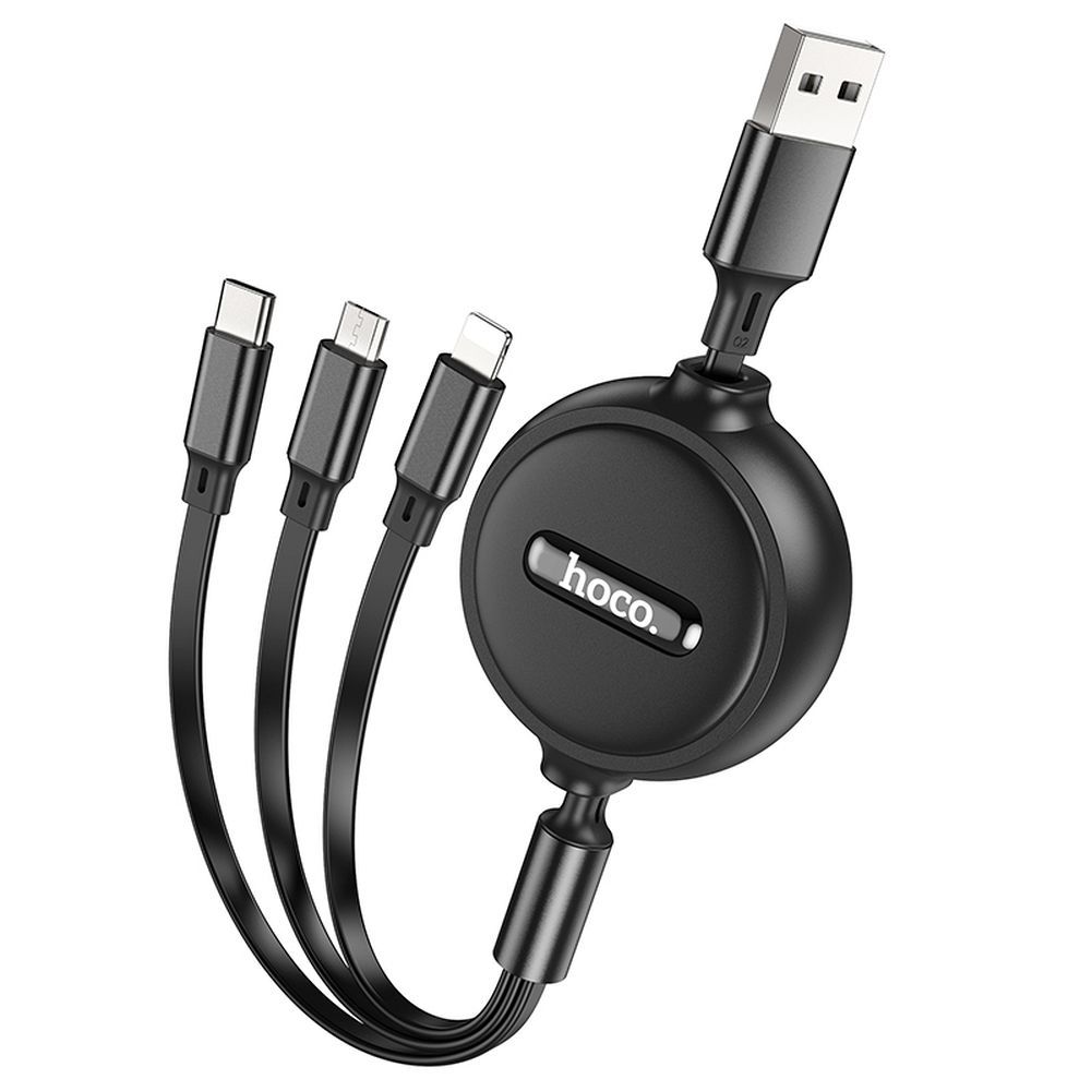 Câble de charge USB-A - Lightning / microUSB / USB-C HOCO X75 3en1, 18W, 1m, Noir