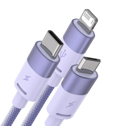 Câble de Chargement USB-A - Lightning / microUSB / USB-C Baseus StarSpeed 3en1, 20W, 1.2m, Mauve CAXS000005