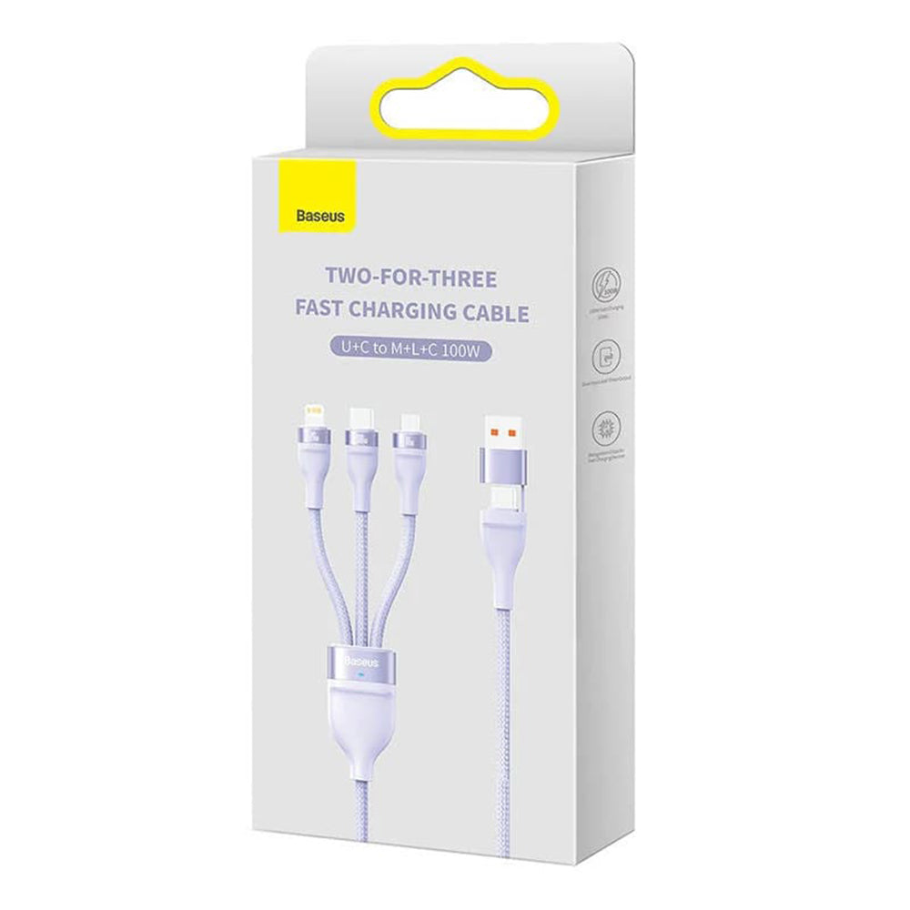 Câble de charge USB-A / USB-C - Lightning / microUSB / USB-C Baseus Flash Series II 3en1, 100W, 1.2m, Violet CASS030105