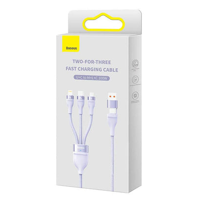 Câble de charge USB-A / USB-C - Lightning / microUSB / USB-C Baseus Flash Series II 3en1, 100W, 1.2m, Violet CASS030105