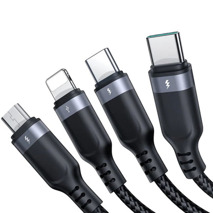 Câble de charge USB-A - Lightning / microUSB / 2 x USB-C Joyroom S-1T4018A18 4in1, 20W, 1.2m, Noir 