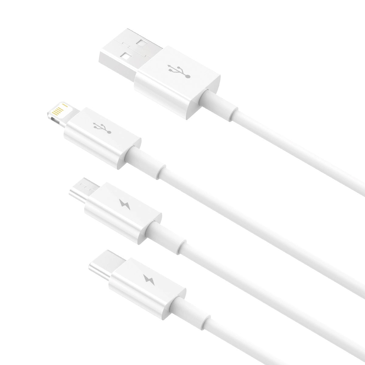 Câble de charge USB-A - Lightning / microUSB / USB-C Baseus Superior 3in1 Series, 20W, 0.5m, blanc 