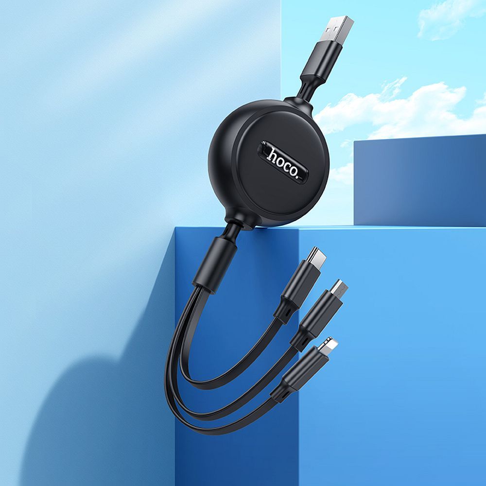 Câble de charge USB-A - Lightning / microUSB / USB-C HOCO X75 3en1, 18W, 1m, Noir