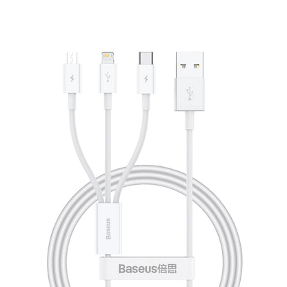 Câble de charge USB-A - Lightning / microUSB / USB-C Baseus Superior 3in1 Series, 20W, 0.5m, blanc 