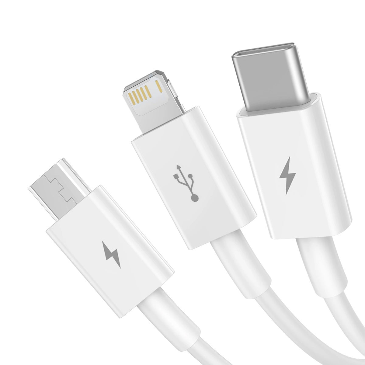 Câble de charge USB-A - Lightning / microUSB / USB-C Baseus Superior 3in1 Series, 20W, 0.5m, blanc 