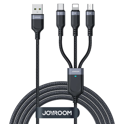 USB-A Charging Cable - Lightning / microUSB / USB-C Joyroom S-A18 3in1, 20W, 0.3m, Black