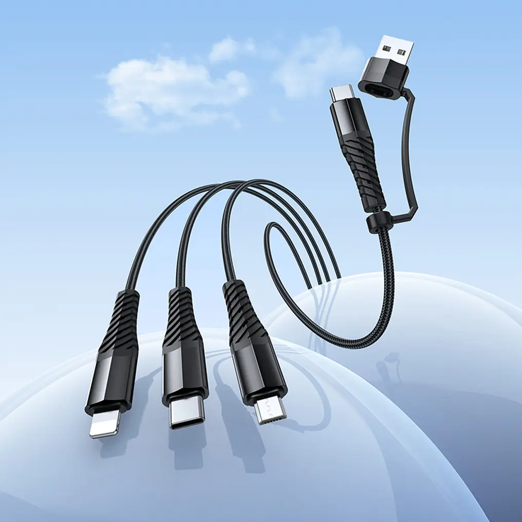 Câble de charge USB-A / USB-C - Lightning / microUSB / USB-C HOCO X123 3en1, 18W, 1m, Noir