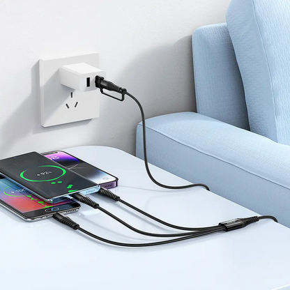 Câble de charge USB-A / USB-C - Lightning / microUSB / USB-C HOCO X123 3en1, 18W, 1m, Noir