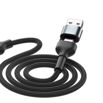USB-A / USB-C Charging Cable - Lightning / microUSB / USB-C 3MK Hyper N, 18W, 1.2m, Black