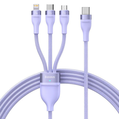 Câble de Chargement USB-C - Lightning / microUSB / USB-C Baseus Flash Series II 3en1, 100W, 1.5m, Mauve CASS030205