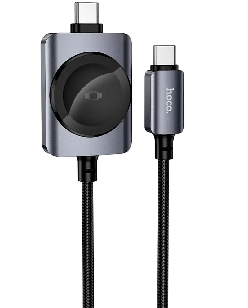 Câble de charge USB-C - USB-C HOCO CW66 2en1, 100W, 1,2m, Noir