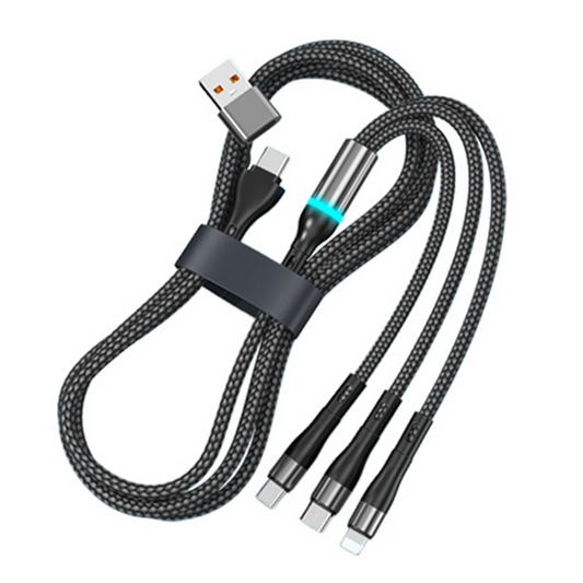 Câble de charge USB-C / USB-A - Lightning / microUSB / USB-C OEM B6, 100W, 1,2m, Noir