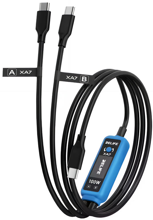 Câble de charge USB-C - 2 x USB-C Relife XA7 Display, 100W, 1,33m, Noir