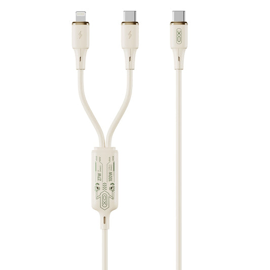 Câble de charge USB-C - Lightning / USB-C XO Design NB-Q262 2in1, 100W, 1.2m, Beige