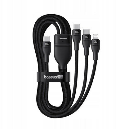 Câble de Chargement USB-C - Lightning / 2 x USB-C Baseus Flash Series III 3in1, 100W, 1.5m, Noir P10377502111-00