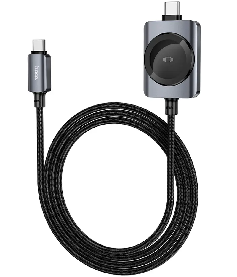 Câble de charge USB-C - USB-C HOCO CW66 2en1, 100W, 1,2m, Noir