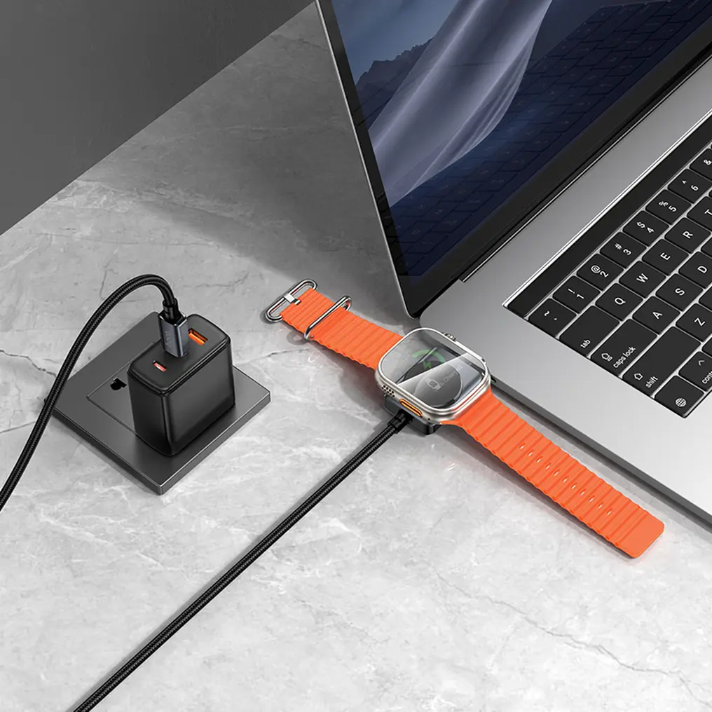 Câble de charge USB-C - USB-C HOCO CW66 2en1, 100W, 1,2m, Noir